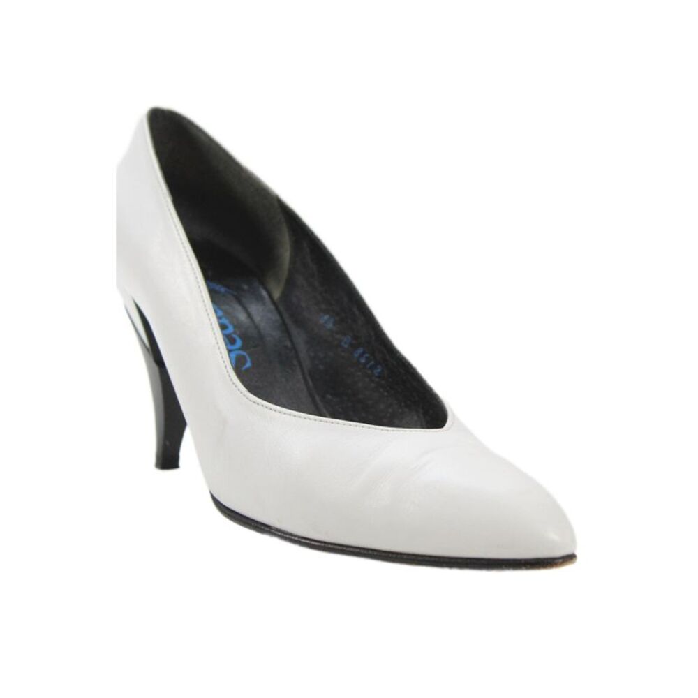 Seducta Womens Leather Pointed Toe Heels Pumps White Size 8.5
